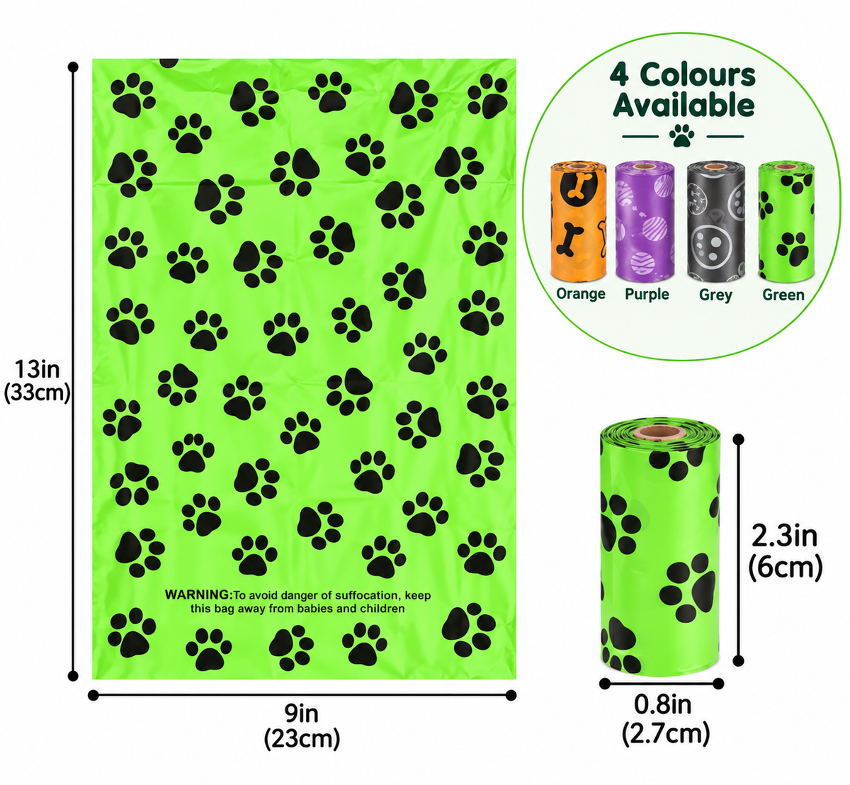 Dog Poop Bags – 240 Bags + Dispenser