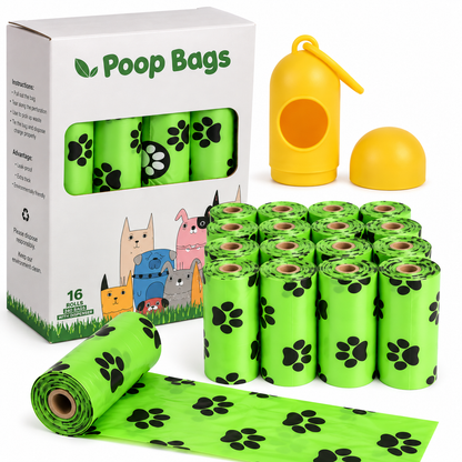 Dog Poop Bags – 240 Bags + Dispenser