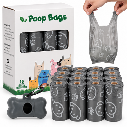 Dog Poop Bags – 240 Bags + Dispenser